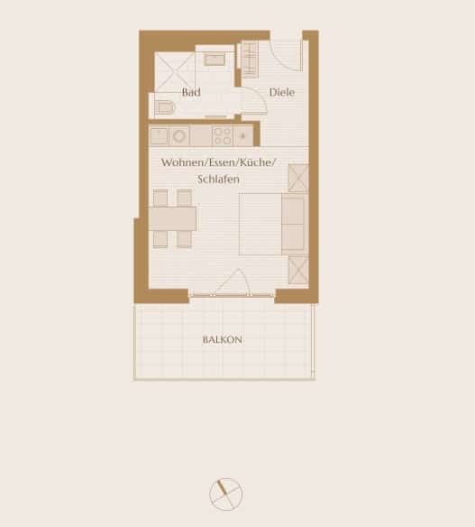 Splendid studio apartment on top floor with big balcony in the heart of Friedrichshain