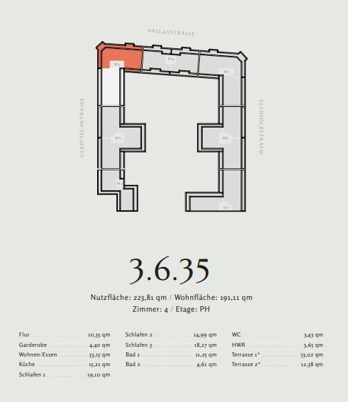 Beautiful penthouse in the most sought-after location of Berlin with 4 rooms and 2 terraces in 3 view directions